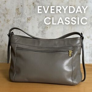 SAS Gray Leather Hobo Shoulder Bag